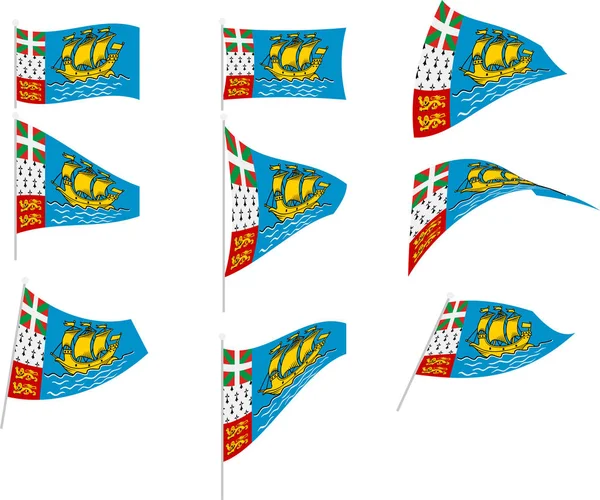 Ilustración vectorial de conjunto con bandera de San Pedro y Miquelón — Vector de stock