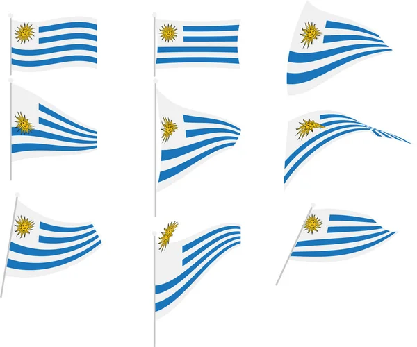 Vector Illustratie van Set met Uruguay Vlag — Stockvector