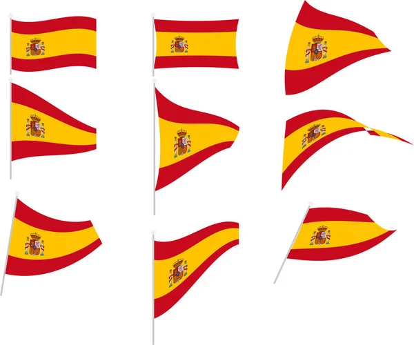 Ilustracja wektorowa zestawu z flagą Hiszpanii — Wektor stockowy