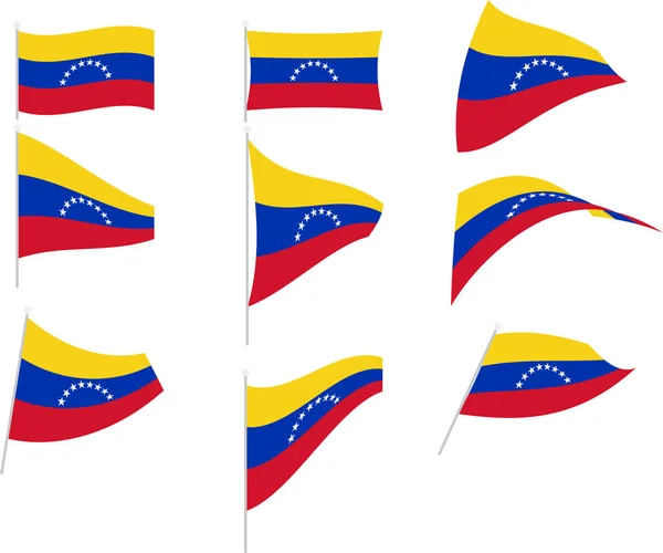 Vector Illustration of Set with Venezuela Flag — Stock Vector