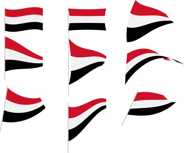 Ilustración vectorial de conjunto con bandera de Yemen — Archivo Imágenes Vectoriales