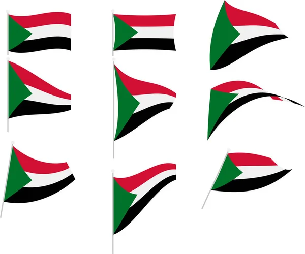 Vektorová ilustrace sady s vlajkou Súdánu — Stockový vektor