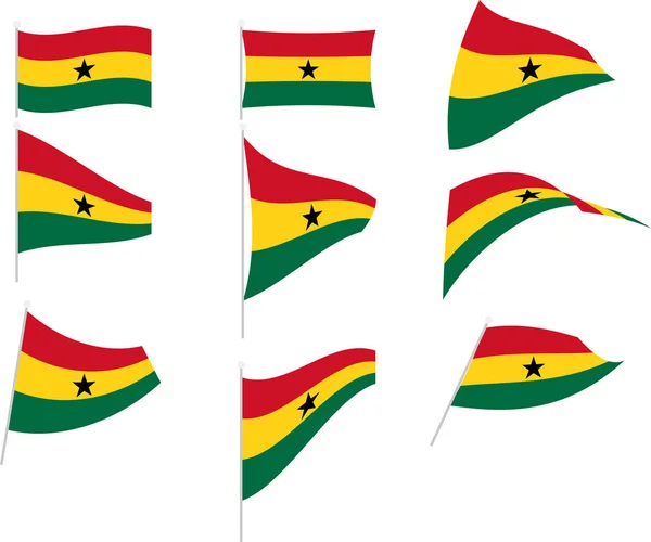 घाना ध्वज सेटचे वेक्टर इलस्ट्रेशन — स्टॉक व्हेक्टर