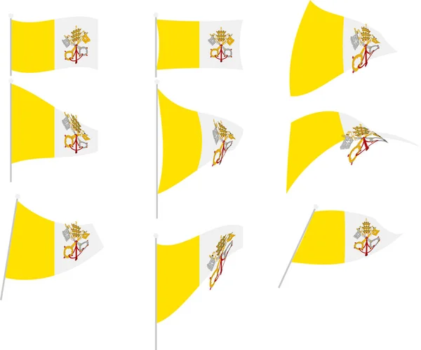 Vektor-Illustration des Sets mit vatikanischer Stadtflagge — Stockvektor