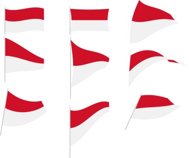 Endonezya Bayrağıyla Setin Vektör İllüstrasyonu