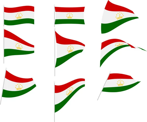 Векторная иллюстрация набора с флагом Таджикистана — стоковый вектор