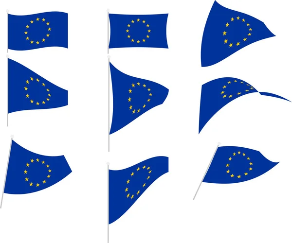 Vector Illustration of Set with European Union Flag — Stock vektor