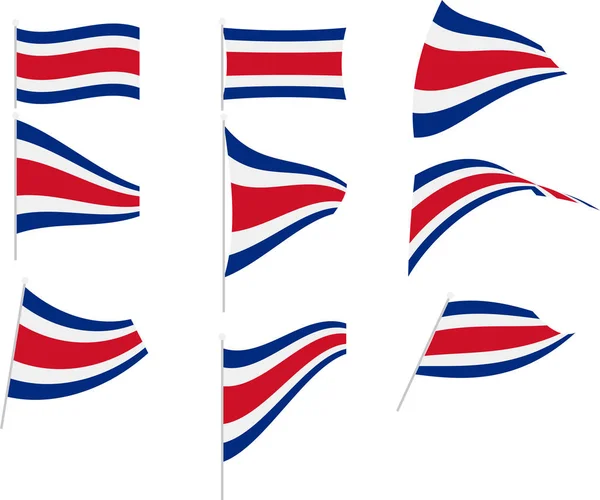 Vektor-Illustration des Sets mit Costa Ricas Flagge — Stockvektor