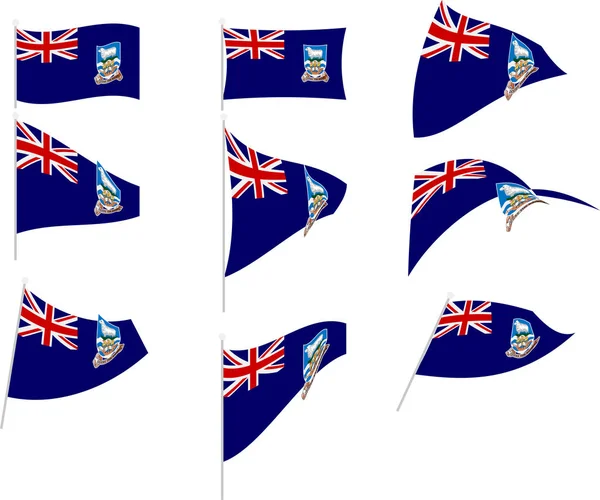 Ilustración vectorial de conjunto con bandera de las Islas Malvinas — Vector de stock