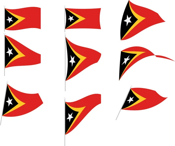 Vector Illustratie van Set met Oost Timor Vlag — Stockvector