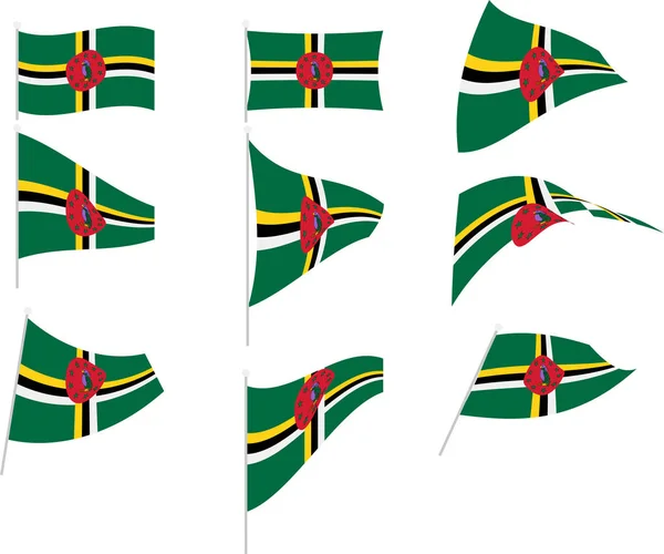 Vector Illustration of Set dengan Dominica Flag - Stok Vektor