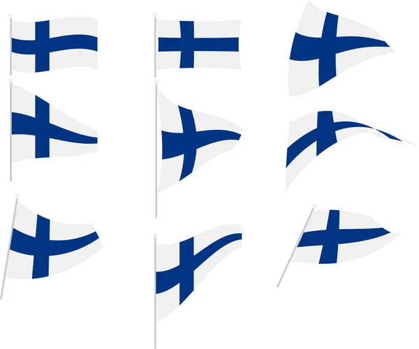 Vektor-Illustration des Sets mit finnischer Flagge — Stockvektor