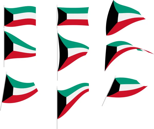 Vector Illustration of Set with Kuwait Flag - Stok Vektor