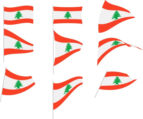 Vektorová ilustrace sady s libanonskou vlajkou — Stockový vektor