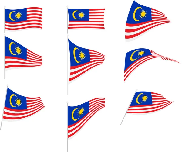 Malezya Bayrağı ile Set Vektör İllüstrasyonu — Stok Vektör