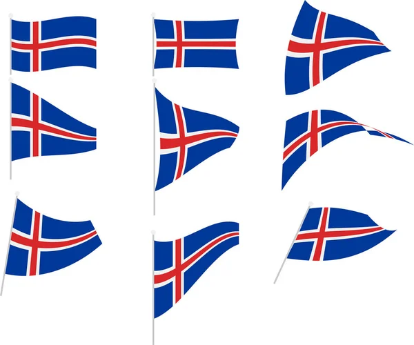 Illustration vectorielle de l'ensemble avec le drapeau de l'Islande — Image vectorielle