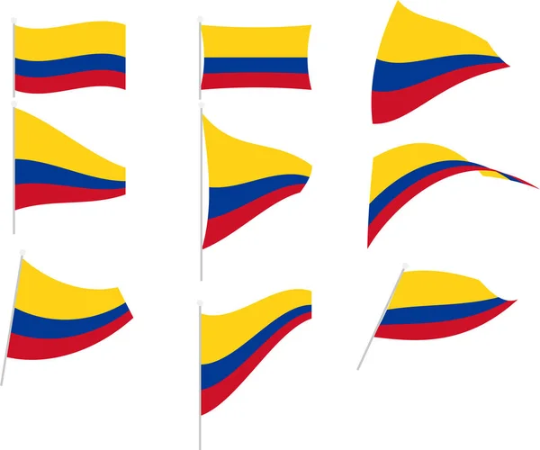 Ilustrație vectorială a setului cu steagul Columbiei — Vector de stoc