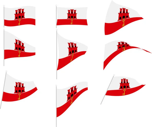 Ilustración vectorial de conjunto con bandera de Gibraltar — Archivo Imágenes Vectoriales