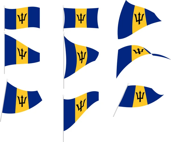 Ilustración vectorial de conjunto con bandera de Barbados — Vector de stock