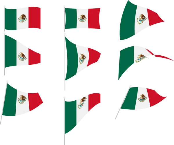 Ilustração vetorial do conjunto com bandeira do México — Vetor de Stock