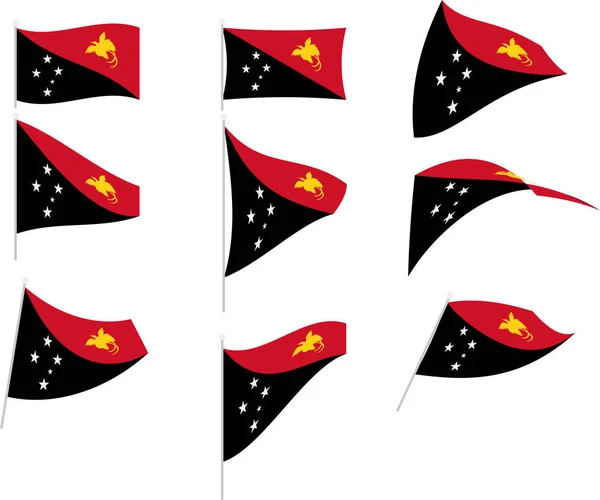 Vector Illustration of Set with Papua New Guinea Flag — Stock vektor