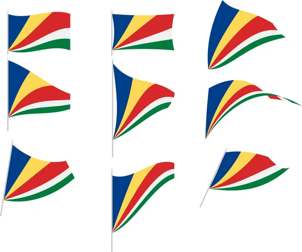 Vector Illustration of Set with Seychelles Flag — Stok Vektör