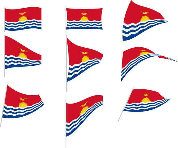Vector Illustration of Set with Kiribati Flag — Stok Vektör