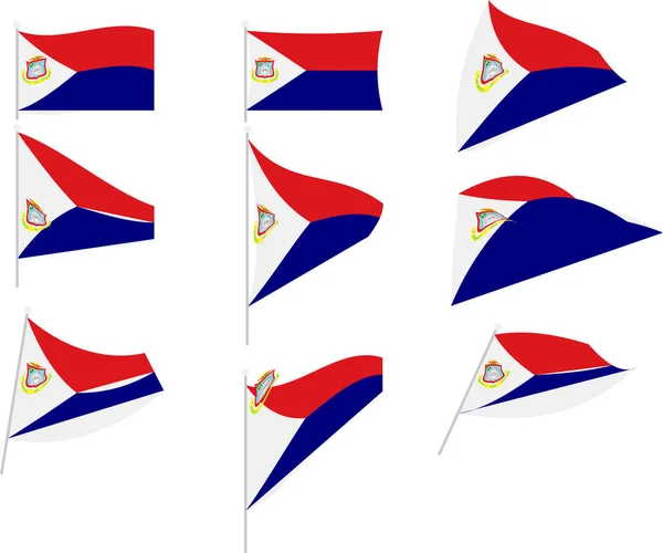 Vektor Illustration av Set med Saint Martin Flag — Stock vektor