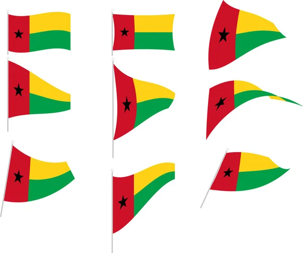 Vector Illustration of Set with Guinea-Bissau Flag — Stock Vector