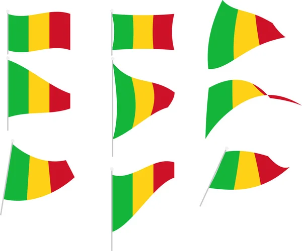 Ilustración vectorial de conjunto con bandera de Malí — Vector de stock