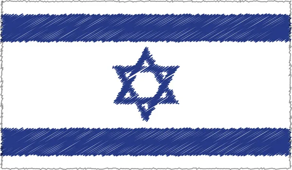 Vector Illustration of Sketch Style Israel Flag — Stock Vector