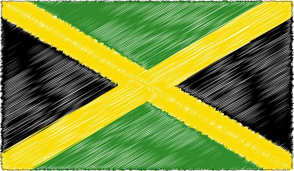 Εικονογράφηση διάνυσμα του στυλ σκίτσο σημαία Τζαμάικα — Διανυσματικό Αρχείο