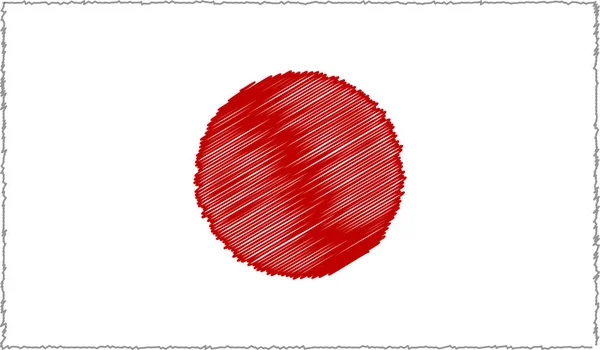 Vector Illustration of Sketch Style Japan Flag — Stock Vector