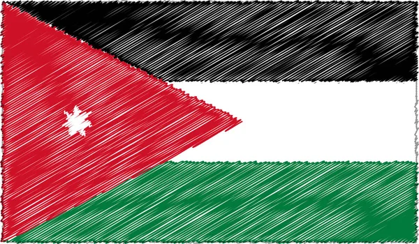 Ilustração vetorial do estilo de esboço Bandeira da Jordânia — Vetor de Stock