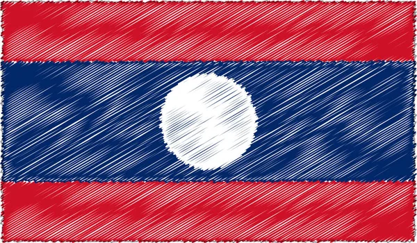 Vector Illustratie van Sketch Style Laos Vlag — Stockvector