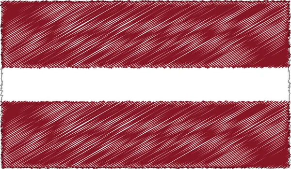 Vektor Illustration des Skizzenstils Lettland Flagge — Stockvektor