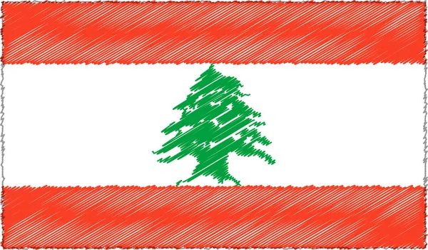 Vector Illustration of Sketch Style Lebanon Flag — Stock Vector