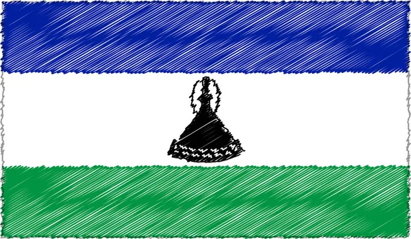 Ilustracja wektorowa stylu szkicu flaga Lesotho — Wektor stockowy