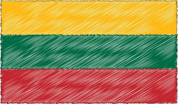 스케치 스타일의 벡터 삽화 리투아니아 국기 — 스톡 벡터