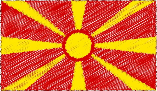 Ilustração vetorial do estilo de esboço Bandeira da Macedônia — Vetor de Stock