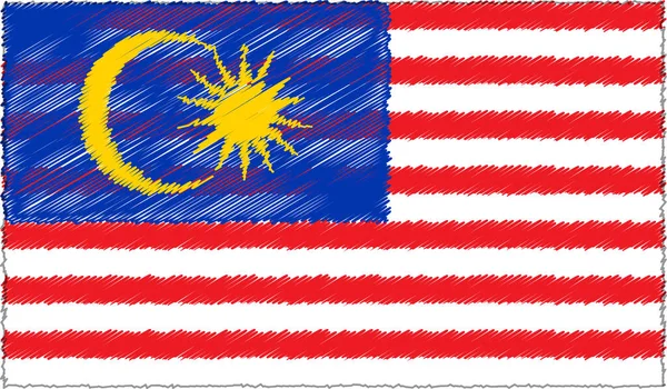 Vector Illustration of Sketch Style Malaysia Flag — стоковий вектор