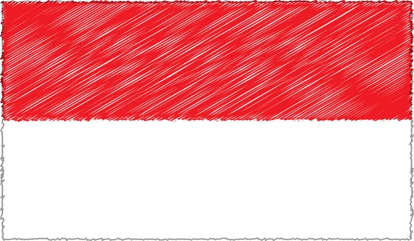 Vektor Illustration af skitse stil Monaco Flag – Stock-vektor