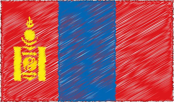 Ilustración vectorial del estilo de boceto Bandera de Mongolia — Archivo Imágenes Vectoriales