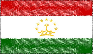Sketch Stili Tacikistan Bayrağının Vektör İllüstrasyonu