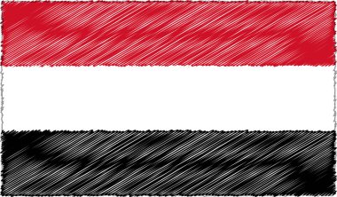 Sketch Style Yemen Bayrağının Vektör İllüstrasyonu