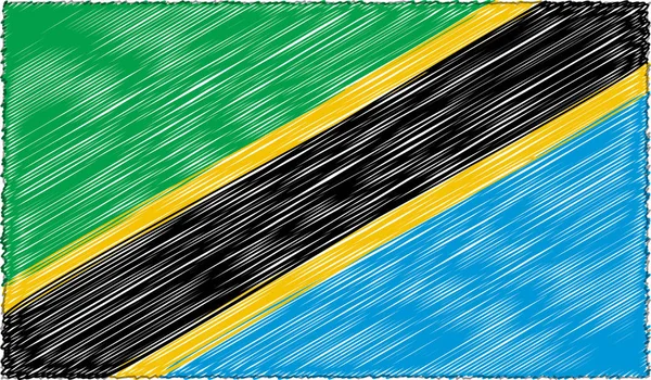 Vektor Illustration av Skiss Style Tanzania Flagga — Stock vektor