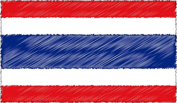 Ilustración vectorial del estilo de boceto Bandera de Tailandia — Archivo Imágenes Vectoriales