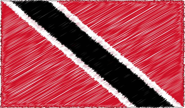 Vector Illustration of Sketch Style Trinidad and Tobago Flag — 스톡 벡터