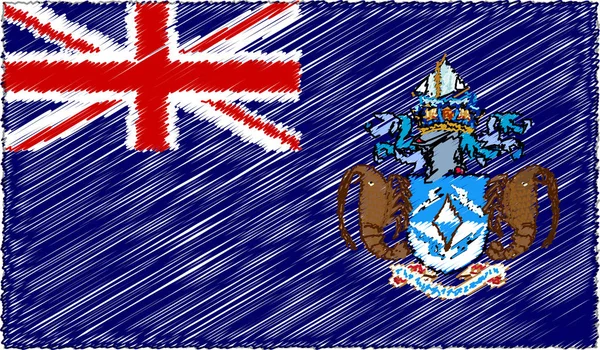 Ilustración vectorial del estilo de boceto Tristan da Cunha Flag — Vector de stock
