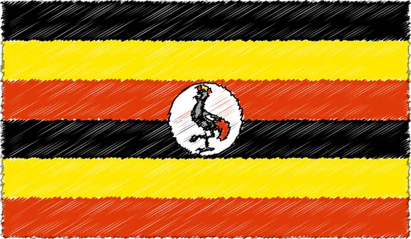 Vektor Illustration av Skiss stil Uganda flagga — Stock vektor
